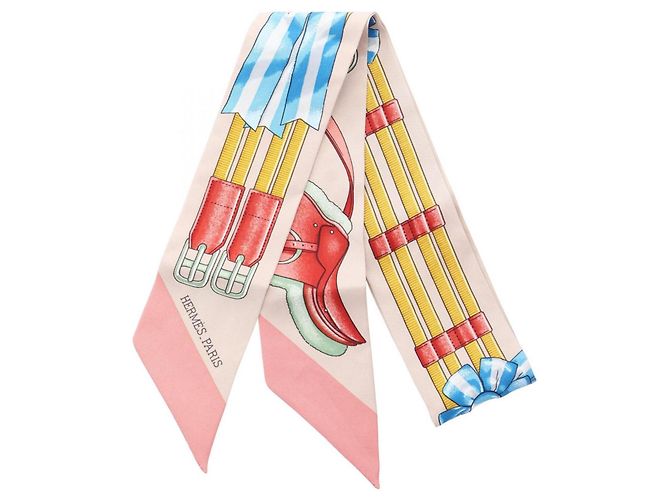 Silk In Hermès Twilly Jumping Ribbon Hermes Multicolore Beige