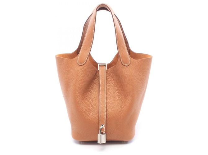 Hermès Bolsa Hermes Picotin Lock PM Gold Marrom