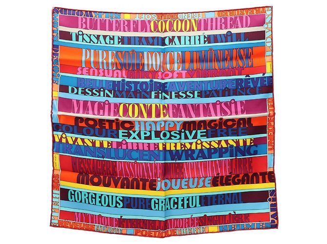 Lenço Hermès Petit Carré 40 Mots de Soie Multicor