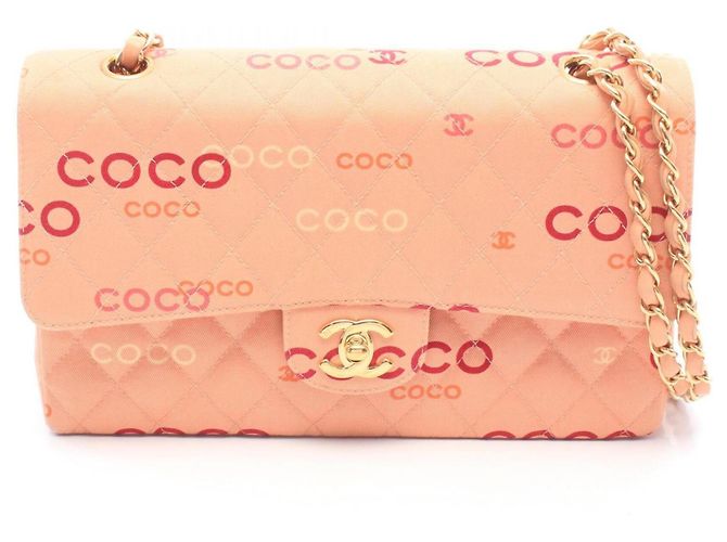 Bolsa de Ombro Chanel COCO Print Matelassé Rosa Multicor