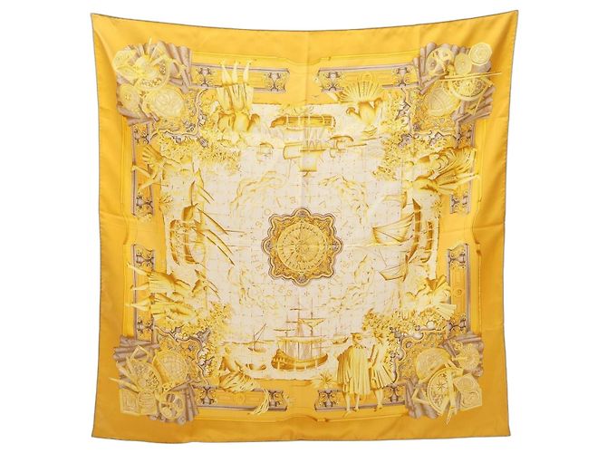 Hermès Lenço Hermes HERMES Carre 90 AZVLEJOS Multicor Amarelo