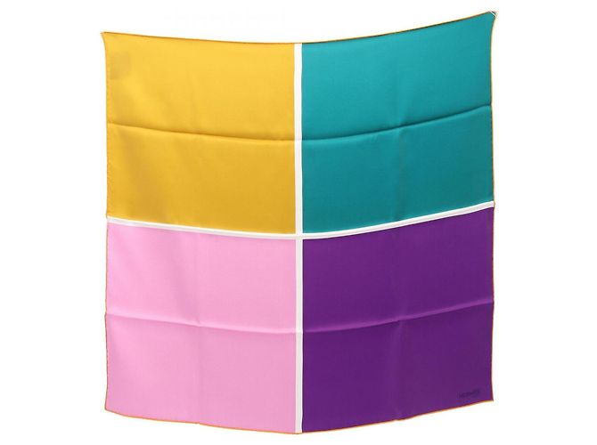 Hermès Lenço Hermes Carre 70 Quadri Rosa Multicor Roxo