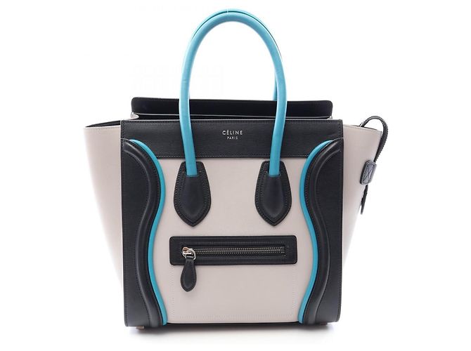 Céline Saco Tote Celine Luggage Micro Shopper Marrom Preto Azul