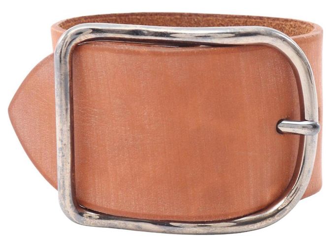 Hermès Bracelete Rígido Hermes Api GM em Couro Marrom