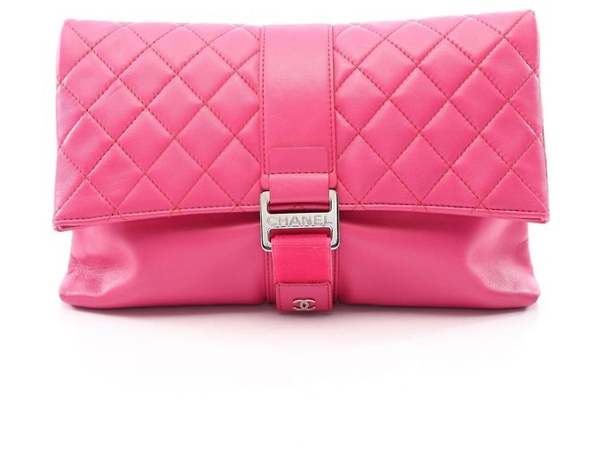 Sac à main pochette Chanel Matelassé Second Bag Rose