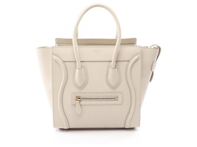 Céline Sac Cabas Celine Luggage Micro Shopper Blanc