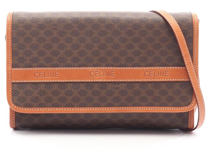 Céline Bolso de hombro Celine Macadam Castaño Beige
