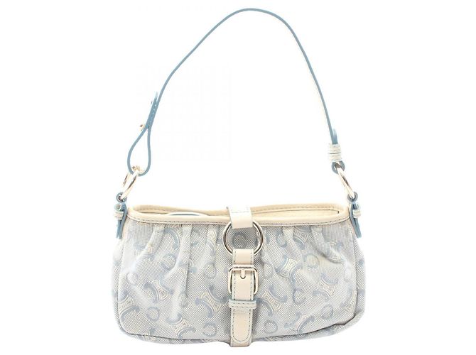 Céline Celine Paris Macadam Handtasche Weiß Blau