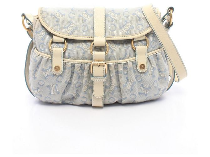 Céline Bolsa de Ombro Celine Macadam Branco Azul