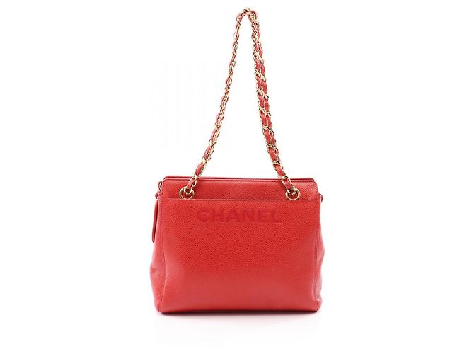 Borsa a tracolla Chanel in vitello grana rossa Rosso