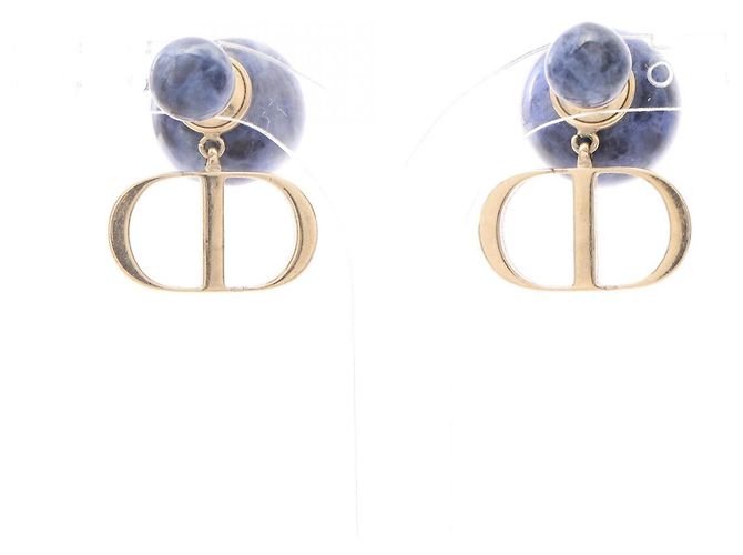 Orecchini Christian Dior Dior Tribal Drop D'oro Blu navy