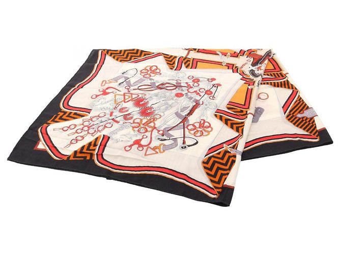 Hermès Hermes Carre Geant 140 Bouquets Sellier Schal Schwarz Mehrfarben Roh