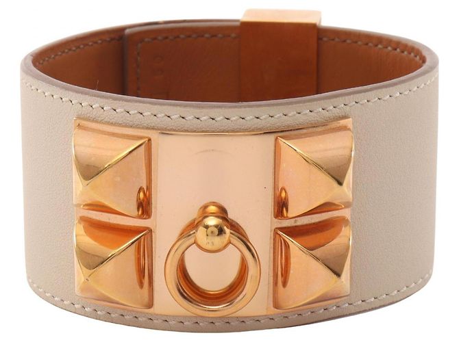 Hermès Hermes Collier de Chien Cle Bangle Dourado Cru