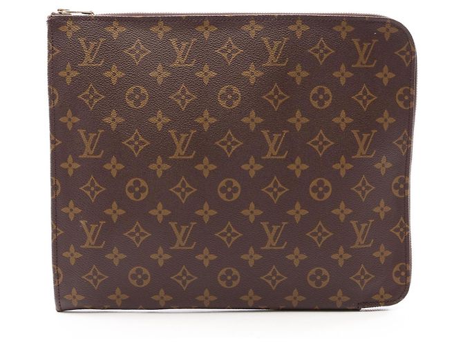Louis Vuitton Pochette Document Clutch Handbag Marrone