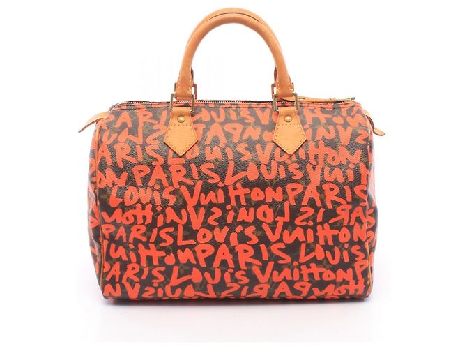 Bolsa Louis Vuitton Speedy 30 Monogram Graffiti Marrom Laranja
