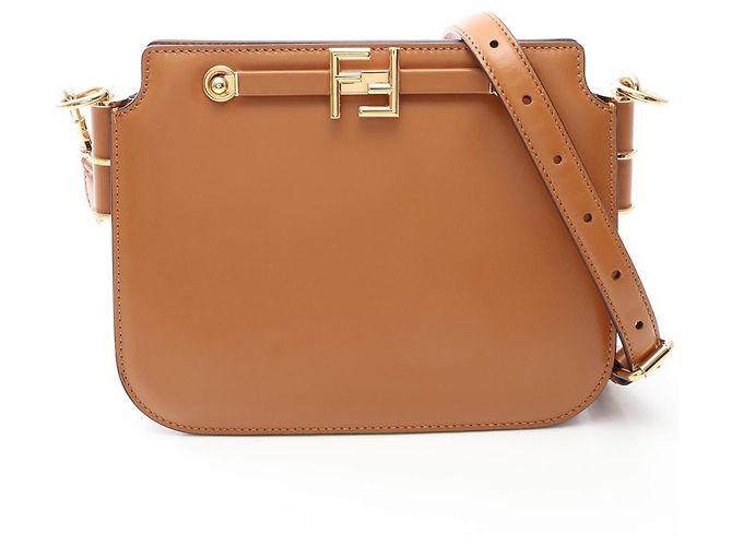 Borsa a spalla piccola Fendi Touch Marrone