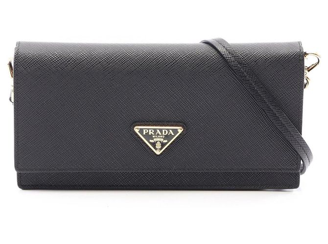 Sac à épaule Prada Saffiano avec logo triangle Noir