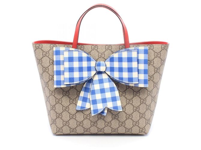 Borsa Tote Gucci per bambini GG Supreme con nastro Blu Multicolore Beige