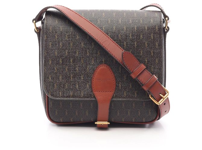 Autre Marque Yves Saint Laurent Paris Le Monogram Medium Shoulder Bag Marrom Caqui