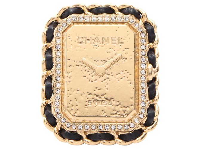 Anel Motif Relógio Chanel B23A Première Preto Dourado