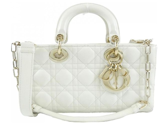 Christian Dior Lady D-Joy Medium Handtasche Weiß