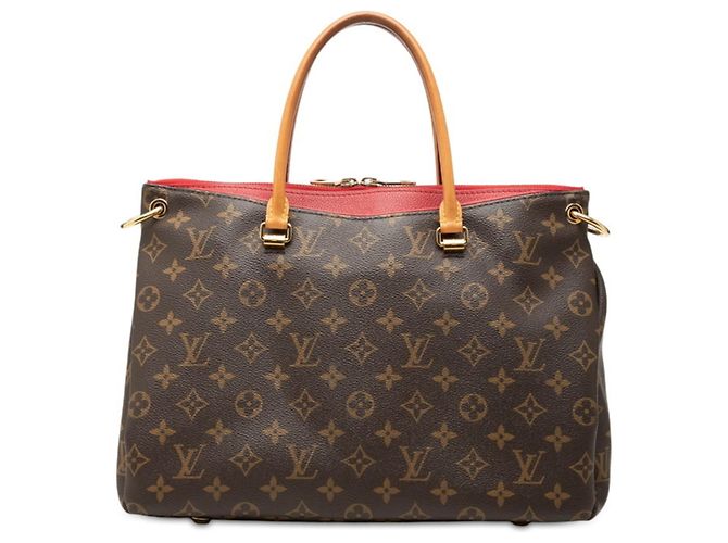Bolsa Louis Vuitton Monogram Pallas Marrom Vermelho Fuschia