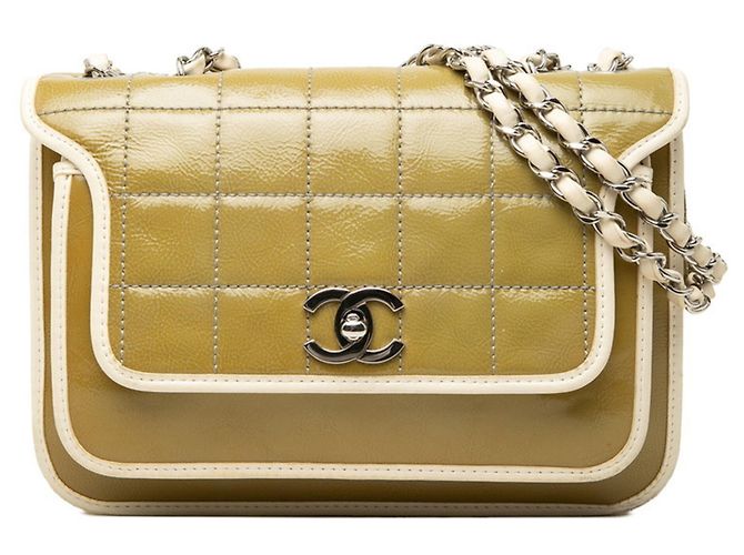 Borsa a tracolla Chanel Coco Mark Chocolate Bar con catena Verde