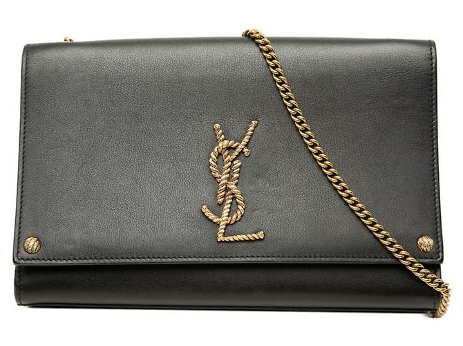 Autre Marque Borsa a tracolla con catena e logo Saint Laurent YSL Nero