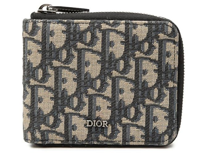 Christian Dior Bi-Fold Wallet Beige Navy blue