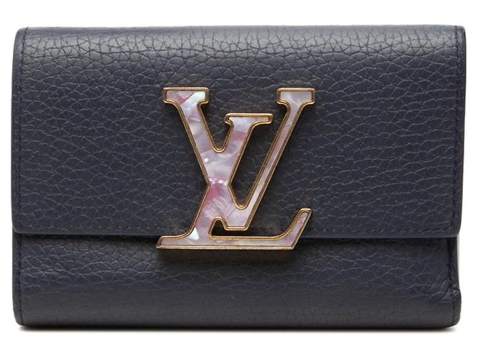 Louis Vuitton Portefeuille Capucines Compact Tri-fold Wallet Bleu Marine