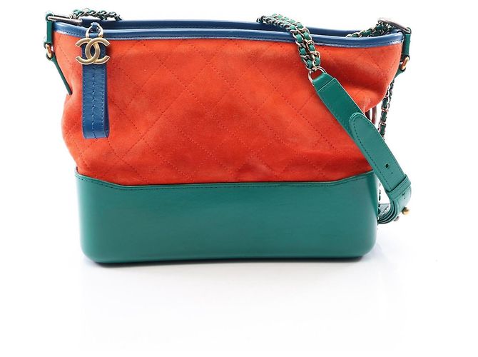 Borsa a tracolla Chanel Gabrielle de Large Hobo Blu Verde Arancione