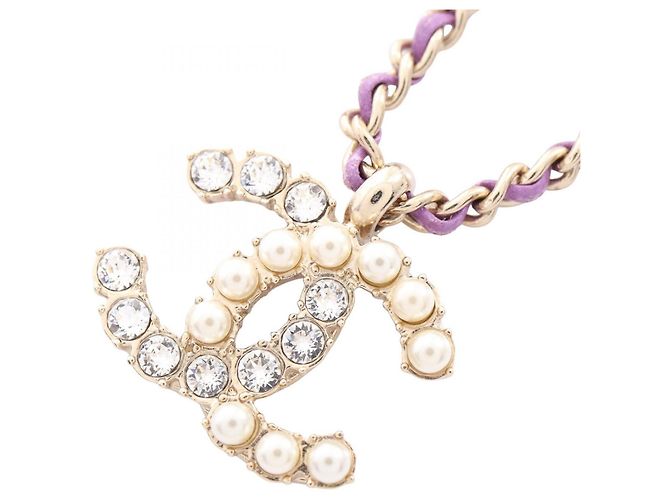 Colar Chanel Coco Mark B20B Multicor Dourado Roxo
