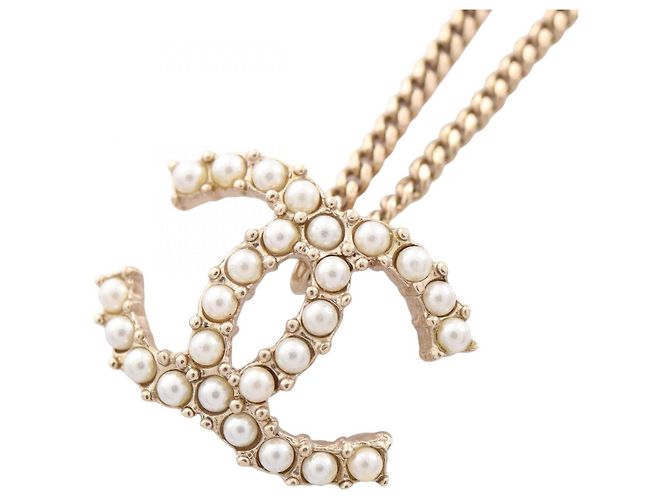 Chanel Coco Mark D20K Halskette Weiß Golden