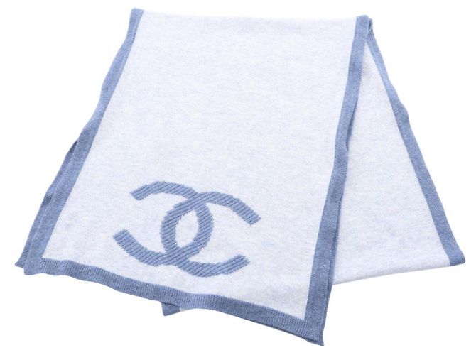 Sciarpa Chanel in cotone e cashmere Blu