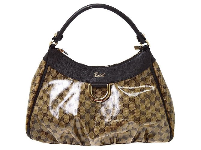 Gucci D Ring Hobo Patent Large Beige