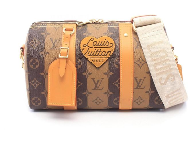 Bolsa de Ombro Louis Vuitton x NIGO City Keepall Monogram Stripe Marrom