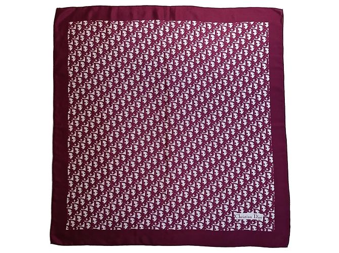 Christian Dior Oblique Monogramm-Seidenschal Weiß Bordeaux