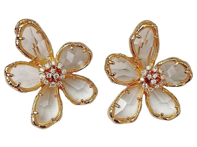 Céline Boucles d'oreilles Celine Flower en cristal Doré