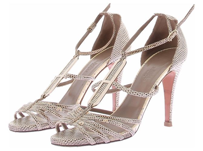 Hermès Escarpins en cuir de lézard Beige