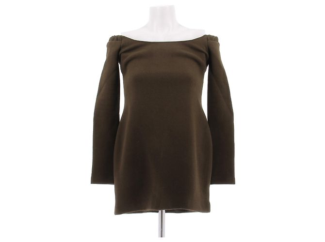 Vestido mini Khaite caqui de lana