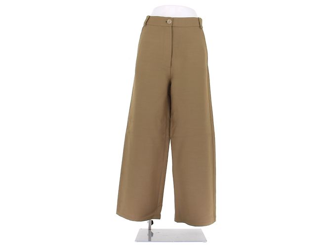 Khaite Weite Hose Khaki Viscose