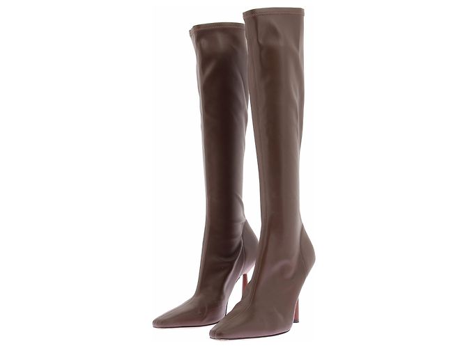 Autre Marque Botas de tacón en cuero marrón Castaño