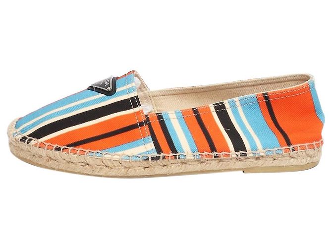 Prada Multicolour canvas striped espadrilles - size UK 8 Multiple colors