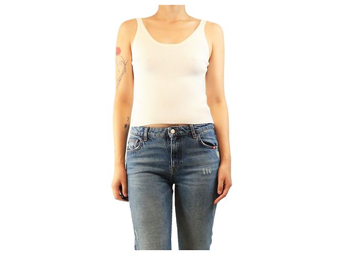 Ermanno Scervino Geripptes Tanktop in Creme - size UK 10 Roh