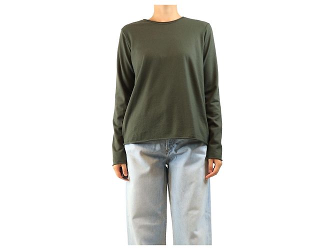 Autre Marque Langärmeliges Wolltop in Khaki - Größe M Grün