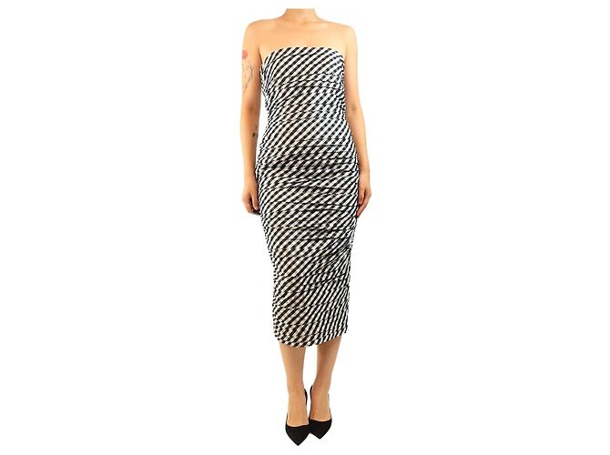 Autre Marque Black and white gingham strapless gingham dress - size UK 10