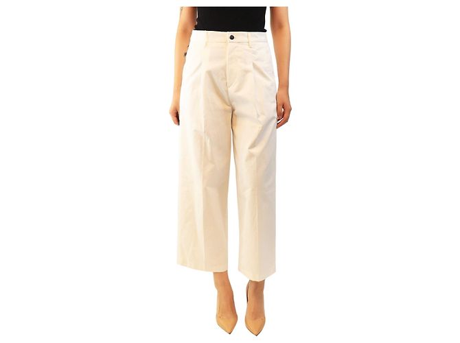 Autre Marque Pantalones plisados blancos - size UK 8