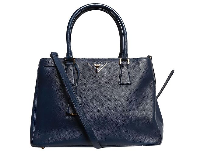 Prada Bolsa Galleria 2way em couro Saffiano azul