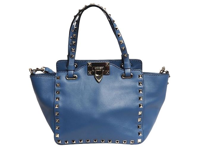 Valentino Bolsa 2way em couro Blue Rockstud Azul
