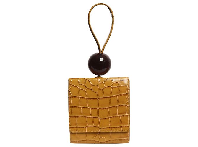 By Far Clutch em couro com relevo de crocodilo mostarda Amarelo